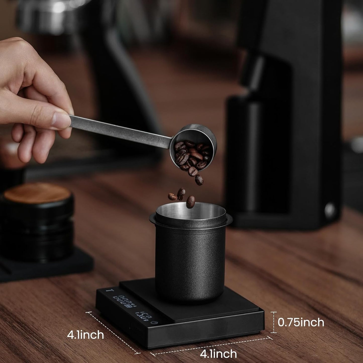 MHW-3BOMBER Mini Coffee Scale with Timer,Rechargeable Espresso Scale with Gravity Sensing,2kg/0.1g Precision Scale for Espresso&Pour-Over Coffee,Portable Digital Kitchen Scale,Black ES6029B-OS