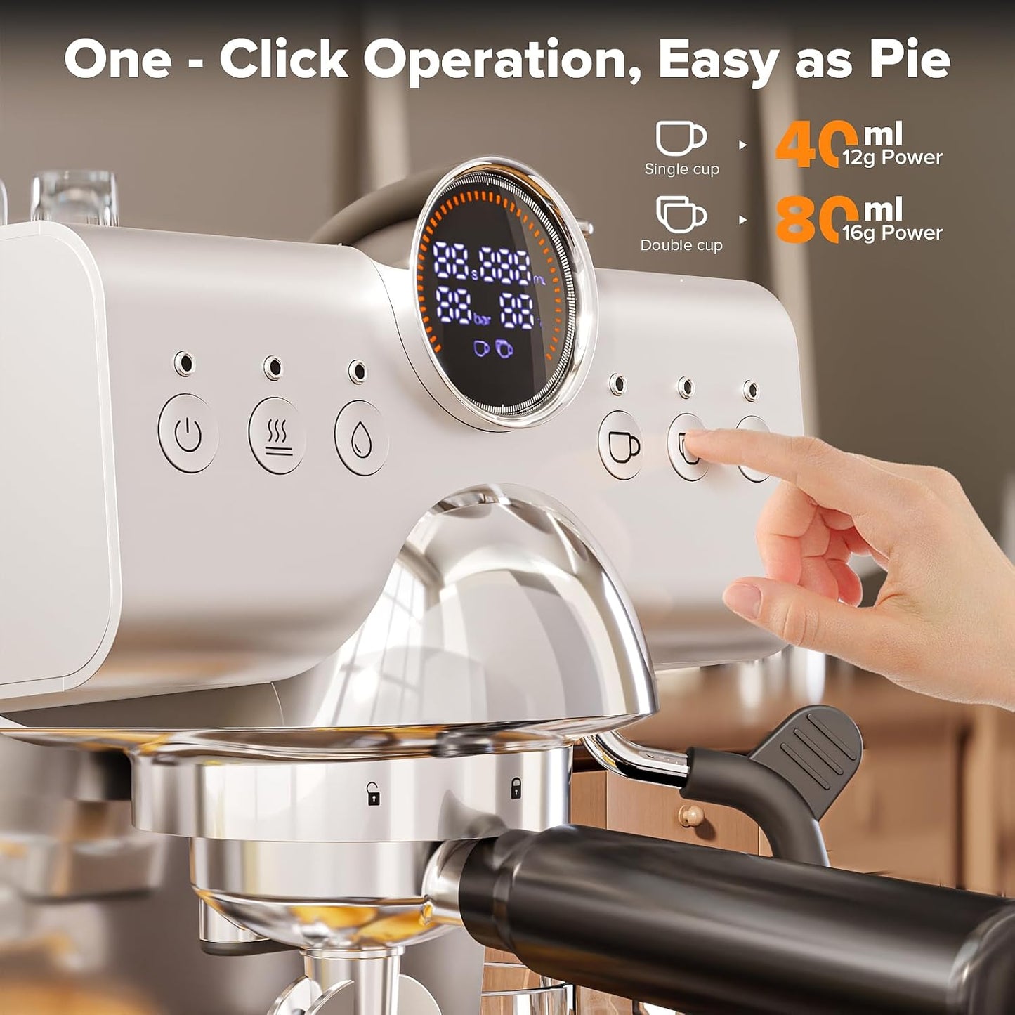 20 Bar Espresso Machine with Cold Brew, Professional Expresso Machines for home, Stainless Steel Espresso Maker with Milk Frother, Auto Sleep Mode, 1.5L Removable Water Tank, for Latte, Cappuccino
