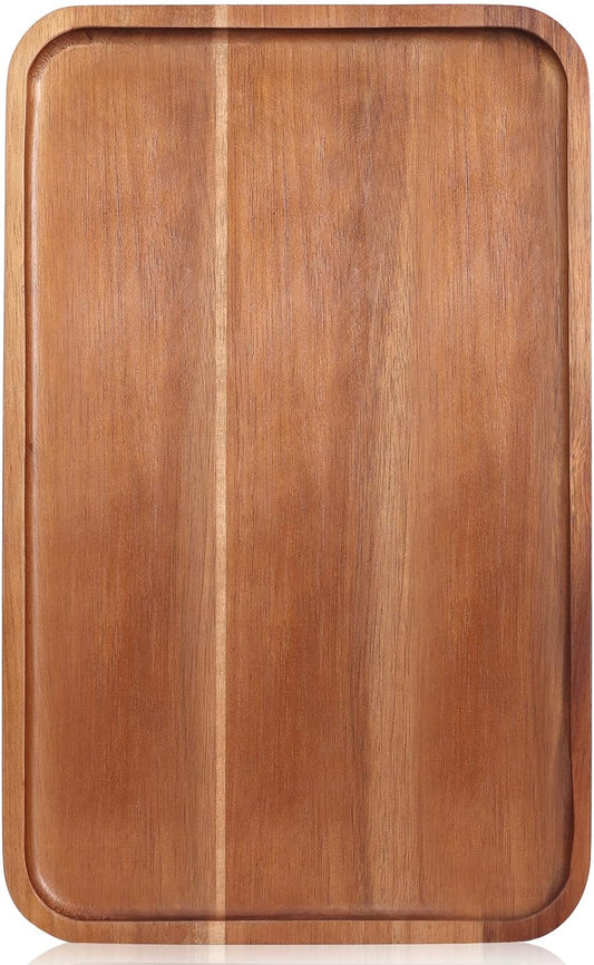 Large Wooden Serving Trays Long Party Charcuterie Boards Acacia Wood Platters Serving Cheese Board Rectangular Appetizer Snack Plates Rectangle Kitchen Dinner Platter for Food Dish Cake Dessert Tray