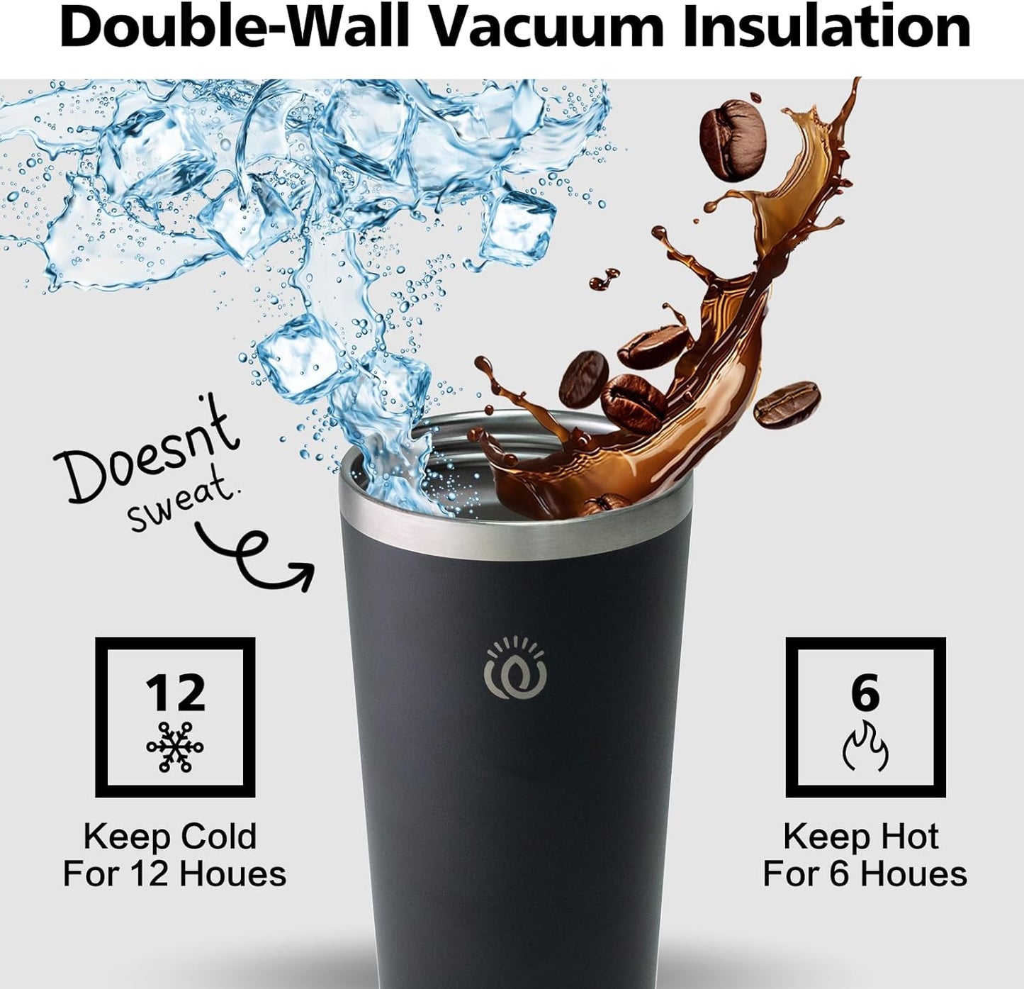 Insulated Coffee Mug with Lid, Reusable Stainless Steel Travel Coffee Cup, 16 Oz Double Wall Vacuum Spill Proof Tumbler Cups for Men and Women Hot & Cold Drinks（Purple）
