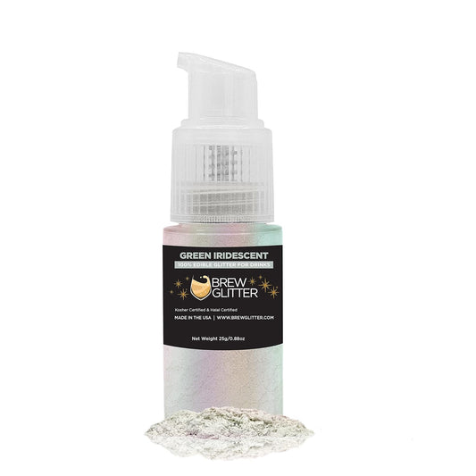 Green Iridescent Brew Glitter Edible Glitter for Drinks, Cocktails, Beer, Garnish Glitter & Beverages || 100% Edible & Food Grade | Vegan, Gluten, Nut Free (25g Spray Pump, Green Iridescent)