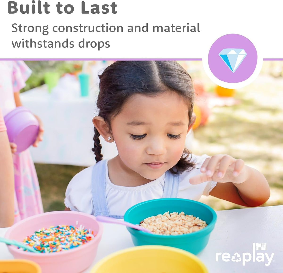 Re-Play 12 Oz. Toddler Bowls for Snack and Everyday Dining - Dishwasher and Microwave Safe - Made in USA - Set of 3-5.75" x 5.75" x 2" - True Blue