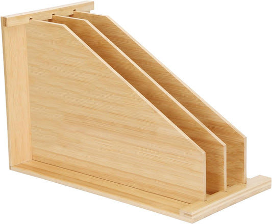 Tray Dividers for Cabinets-15"H x 22"D x 12"W,Wooden Vertical Organizer for Cookie Sheets,Pans&Lids#Kitchen Cabinet Divider with 3 Adjustable Sections,Easy Install with Installation Drawings Included