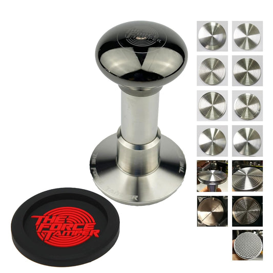 The Force Tamper Automatic Impact Adjustable Constant Pressure and Autoleveling Coffee Tamper Black Mirror Jellyfish AL Handle Set Pro (Full-Set, 58.35mm)