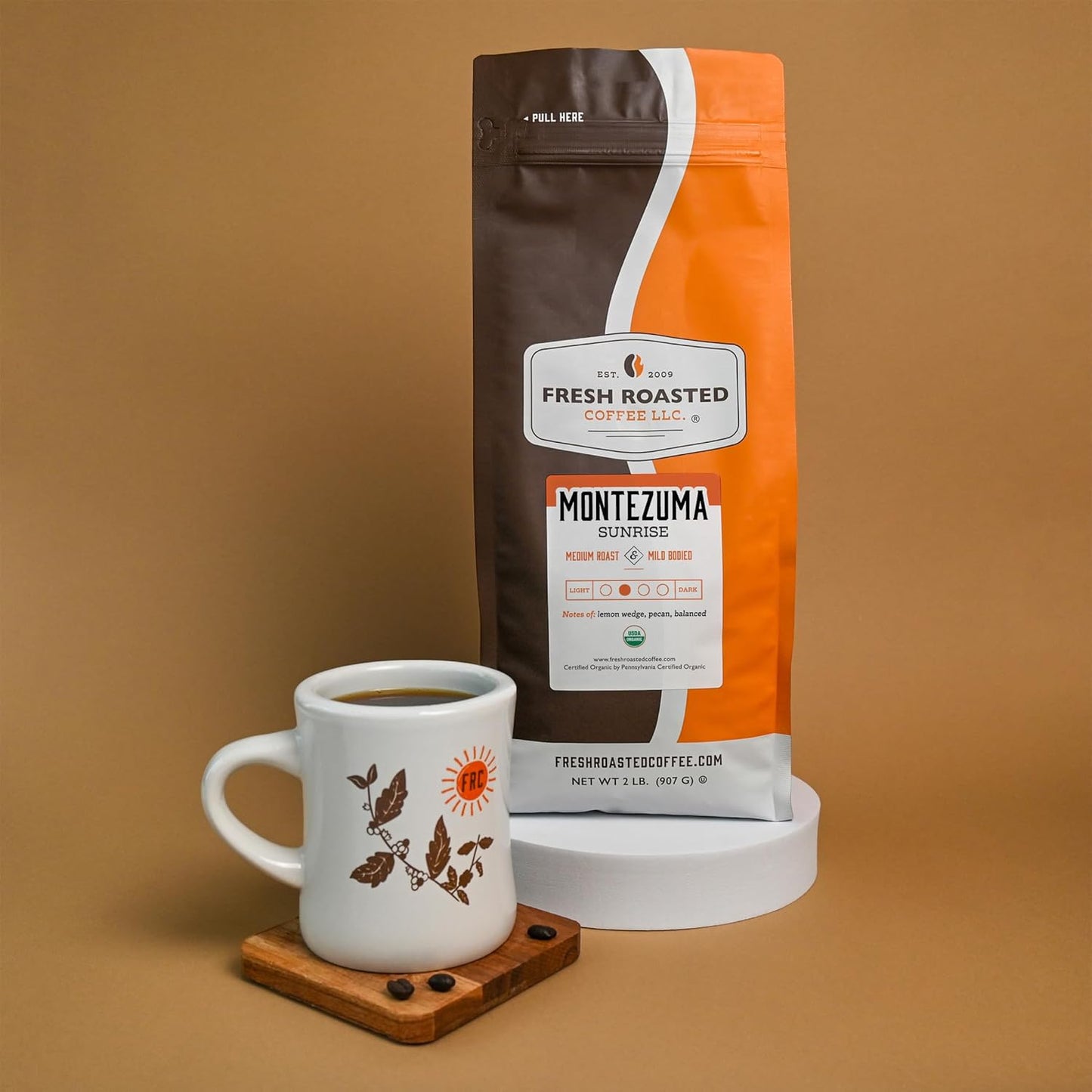 Fresh Roasted Coffee, Organic Montezuma Sunrise| USDA Organic, Kosher | Medium Roast 5 lb (80 oz) Whole Bean