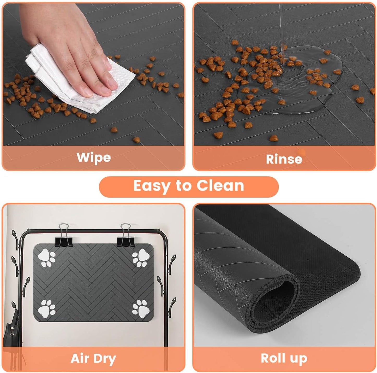 Pet Feeding Mat-Absorbent Pet Placemat for Food and Water Bowl, with Waterproof Rubber Backing, Quick Dry Water Dispenser Mat for Dog and Cat (16"x24", Beige)