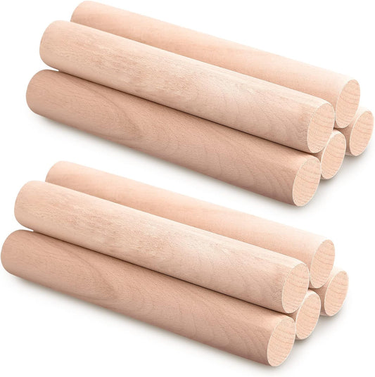 Small Wooden Rolling Pin, Dumpling Dough Roller Wooden Mini Rolling Pins Kitchen Utensil Tool for Fondant, Pasta, Bread, Pastry, Cookies, Pizza, Pie, Cylinder Style, 6.3 Inch (10 Pieces)