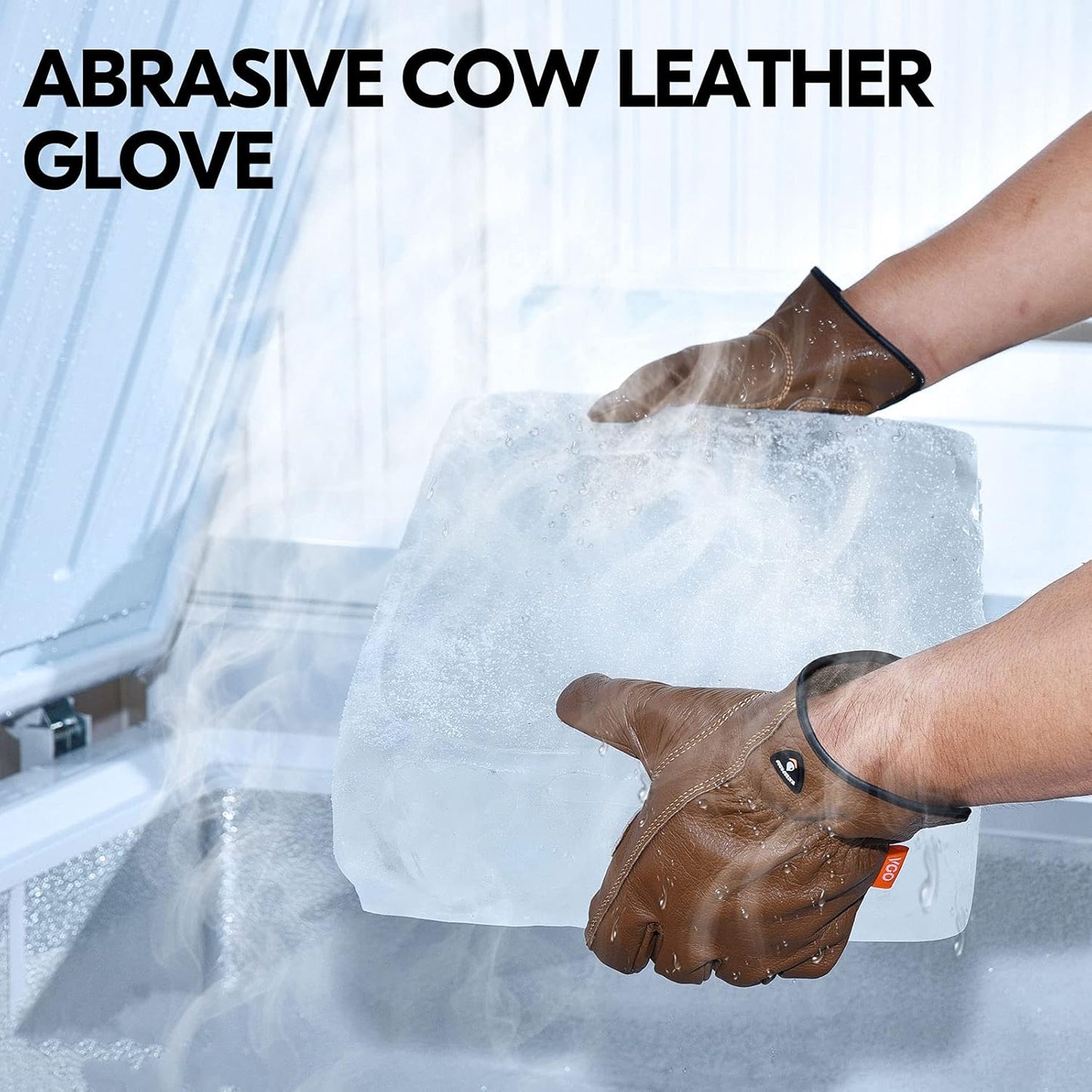 Vgo... 1-Pair Unlined Safety Cow Grain Leather Work Gloves Men, Rigger Gloves, Builder Gloves, Water Resistant, Palm Patched (Size M, Brown, CA9597WP)