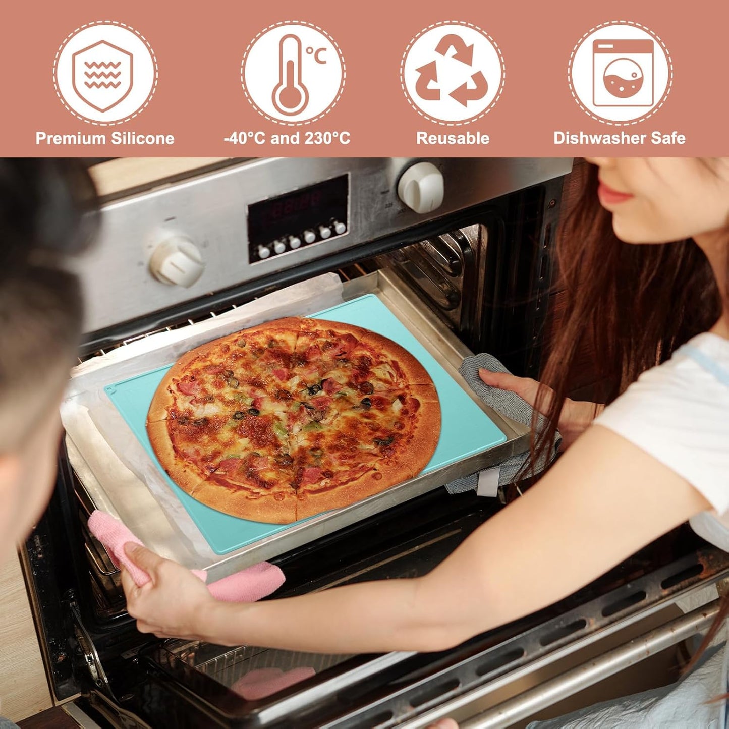 uxcell Silicone Pastry Mat, 19.7" x 15.8" Silicone Baking Mat with Measurements, Non-Stick Dough Rolling Mat for Making Pastry Cookies Bread Pizza White