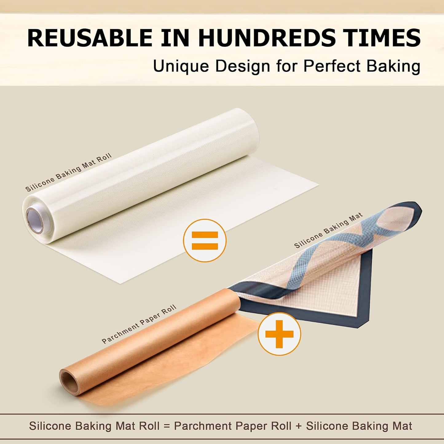 Silicone Baking Mat Roll - Best German Silicone - Non-slip Silicone Pastry Mat, Non-Stick Reusable Air Fryer Linner, Counter Mat, Oven Liner, Freeze Dryer Mat - 16IN x 8FT