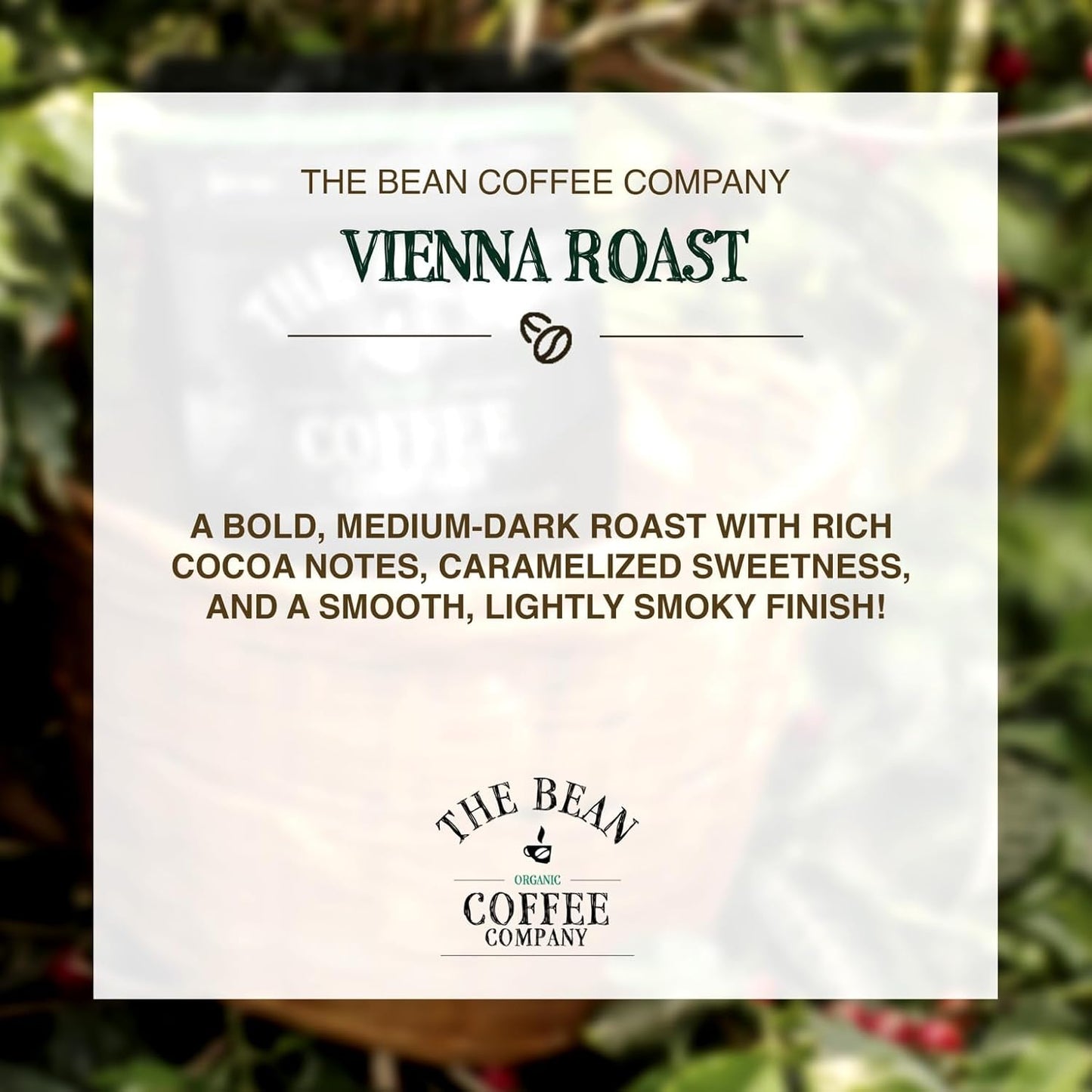 The Bean Organic Coffee Company Vienna Roast, Medium, Whole Bean Coffee, 16-Ounce Bag