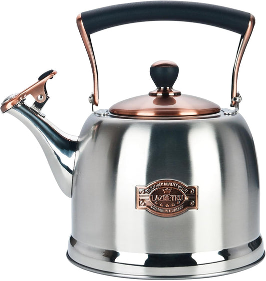 Tea Kettle Stainless Steel Teapot, Stainless Steel Teakettle for Stove Top with Heat Proof Ergonomic Handle 3.0 Quart