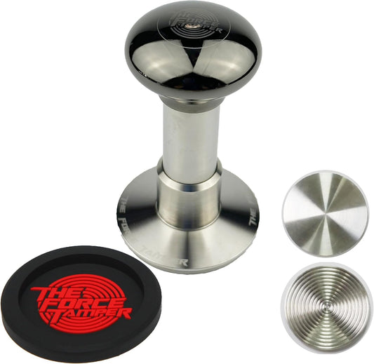 The Force Tamper Automatic Impact Coffee Tamper Adjustable Const Pressure and Autoleveling Extend Set New (Jelly-Black Mirror AL, 58.50mm)