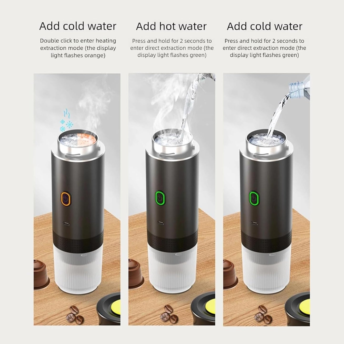 Esprova Portable Espresso Machine, Portable Electric Coffee Maker for Travel Camping, 3-in-1 Self-Heating Espresso Maker, Compatible with Ground Coffee and Capsules, Compact Lightweight (Black)