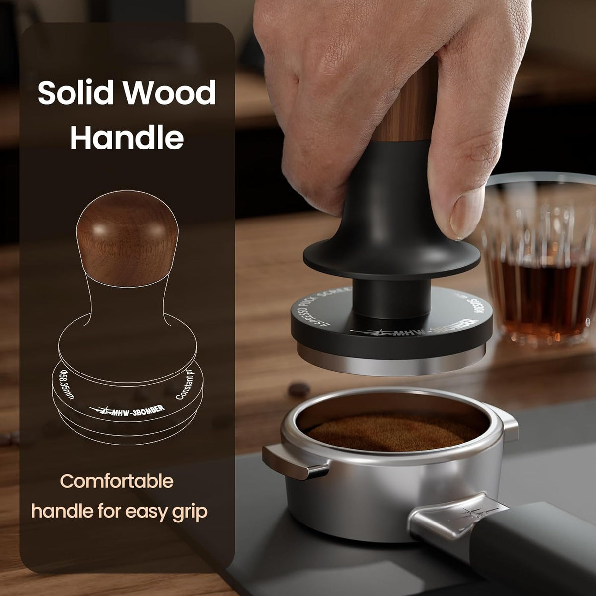 MHW-3BOMBER 51mm Espresso Tamper - 3 Spring Loaded Coffee Tamper with 15lb / 30lbs Replacement Springs - Barista Calibrated Tamper with Sound Feedback - Compatible with 51mm Portafilter T6174T-OS