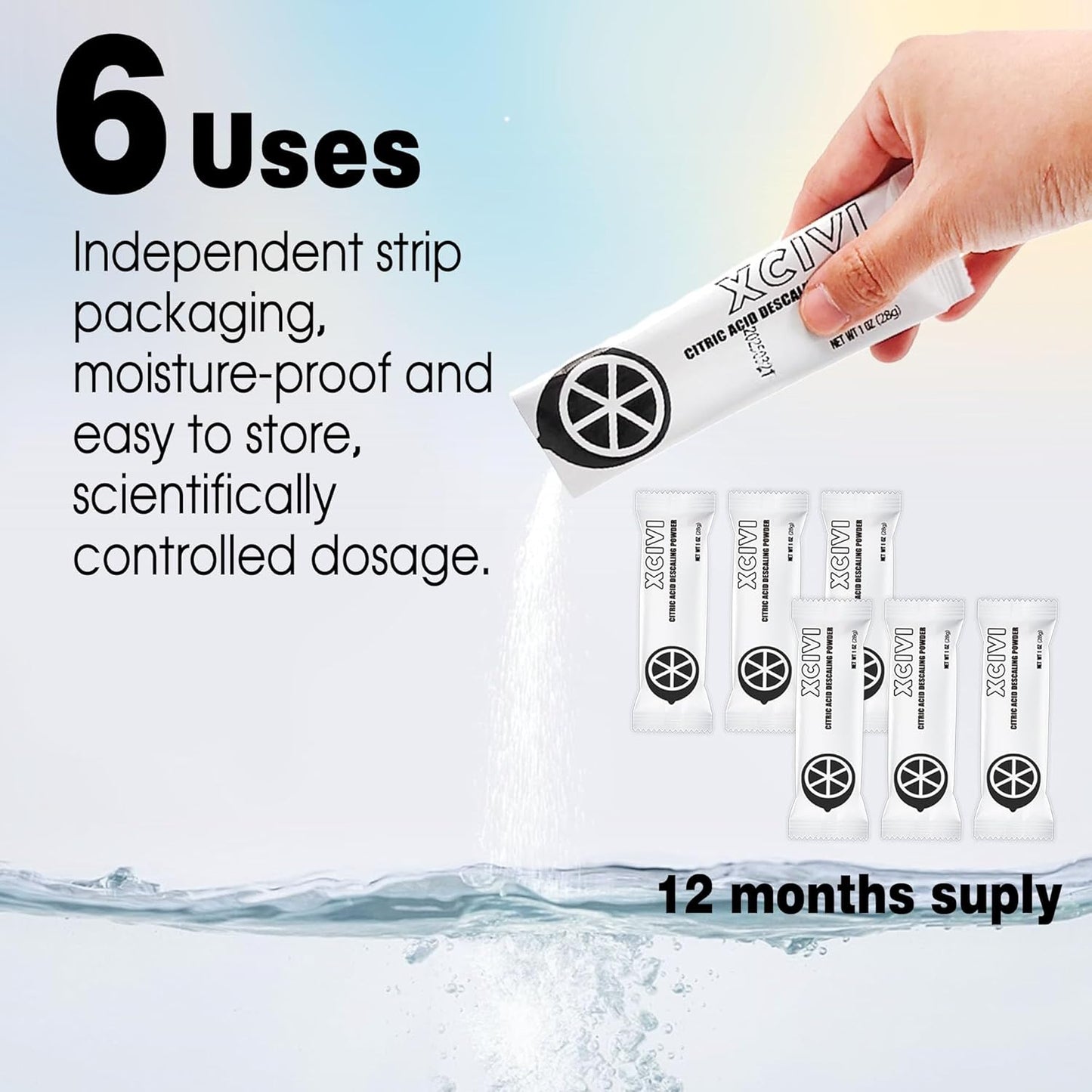 xcivi Household Ice Maker Descaling Powder Compatible with GE Profile Opal Ice Maker, Ice Machine Cleaner Maker Descaler, Helps Remove Hard Water and Mineral Buildup, Individually Packed (4)
