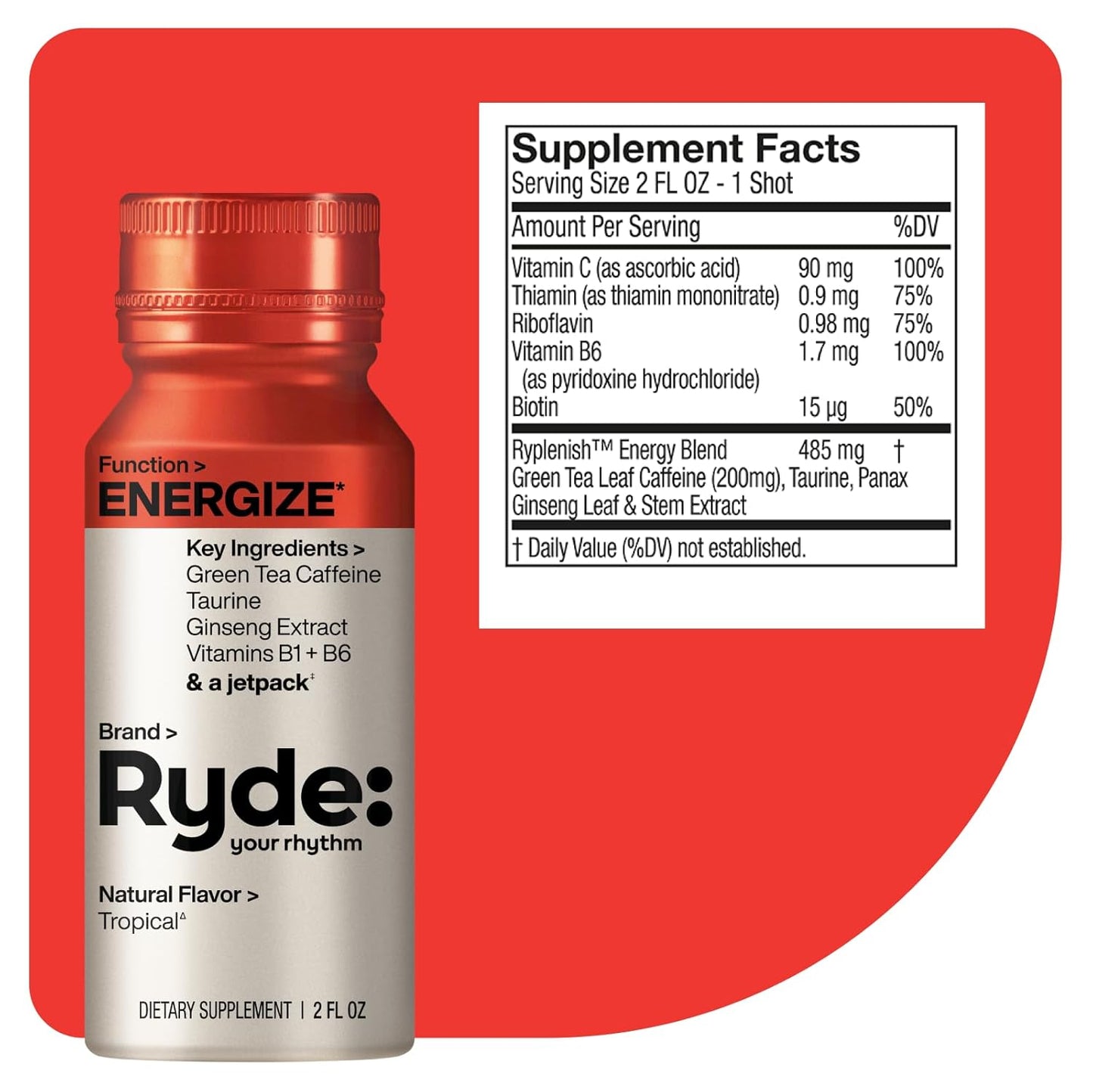 Ryde: Discovery Pack | Energize, Focus & Relax Shots | Green Tea Caffeine, Taurine, Ginseng, B Vitamins, L-Theanine, Lemon Balm, Chamomile | 0 Calories, 0 Sugar | Variety Pack – Try Them All (24 Pack)