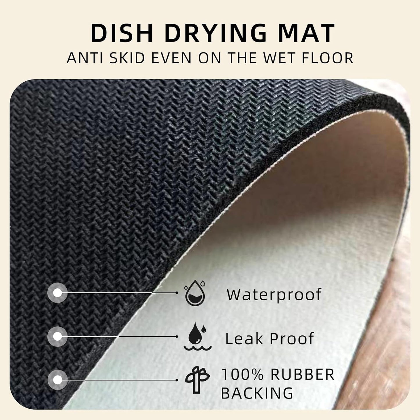 Dish Drying Mat Diatomaceous Earth Soft Coffee Mat, Silicone Dish Drying Mat for Kitchen Counter or Sink for Kitchen Bathroom Coffee Bar (Inked Flower, 16 x 24 Inches)