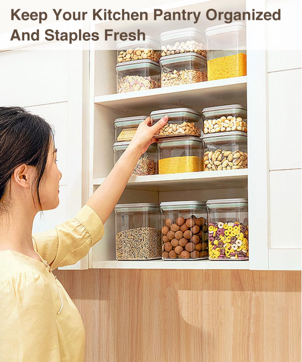 Pop Food Storage Containers Set Airtight Food Storage Containers with Pop Lids, Kitchen Pantry Organization and Storage, BPA Free, 2 x 2.8Qt