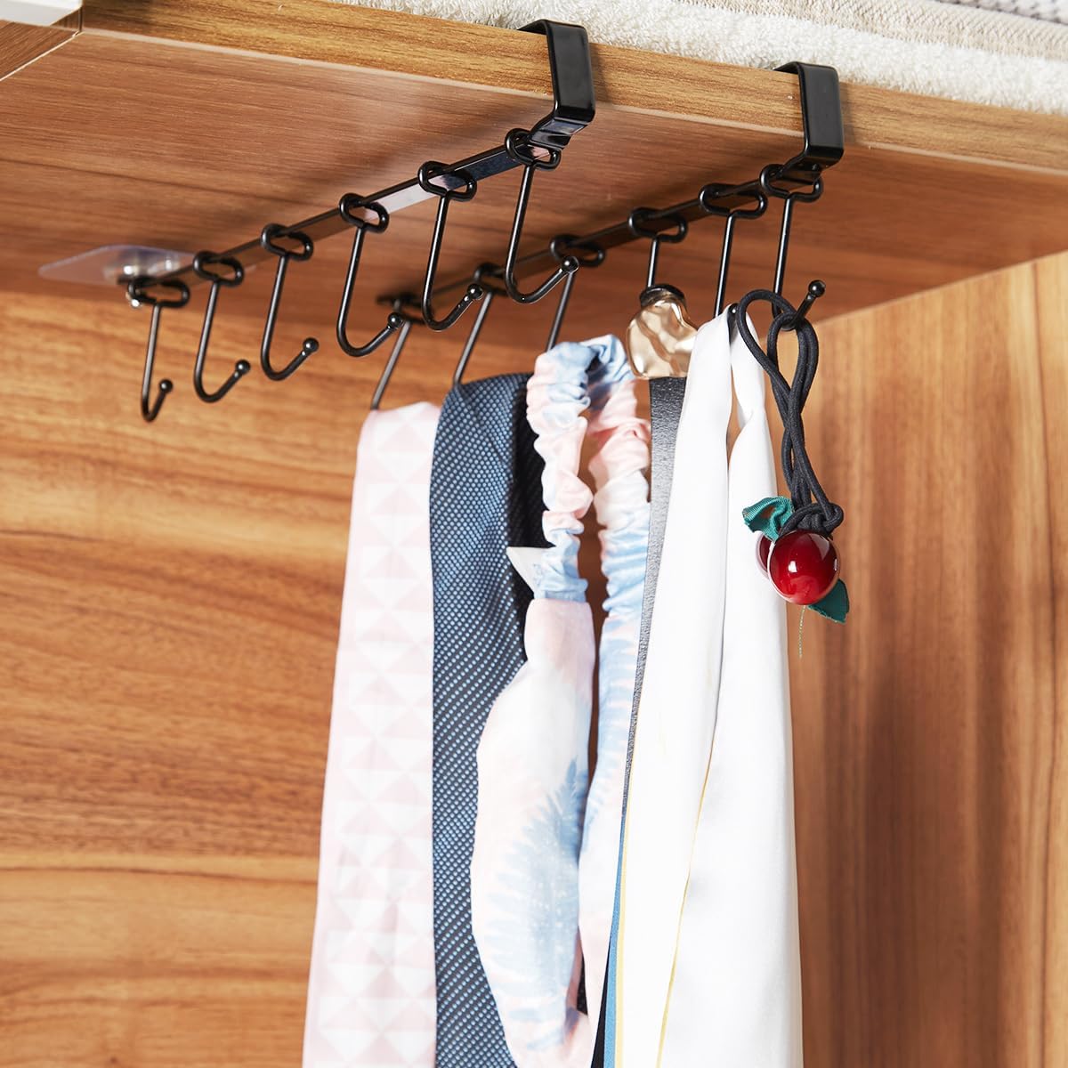 Mug Rack Under Cabinet - Coffee Cup Holder, Each Bracket is Equipped with 6 and Adjustable Position of The Hook, Display Hanging Cups Drying Hook for Bar Kitchen Utensils Black 2 Sets
