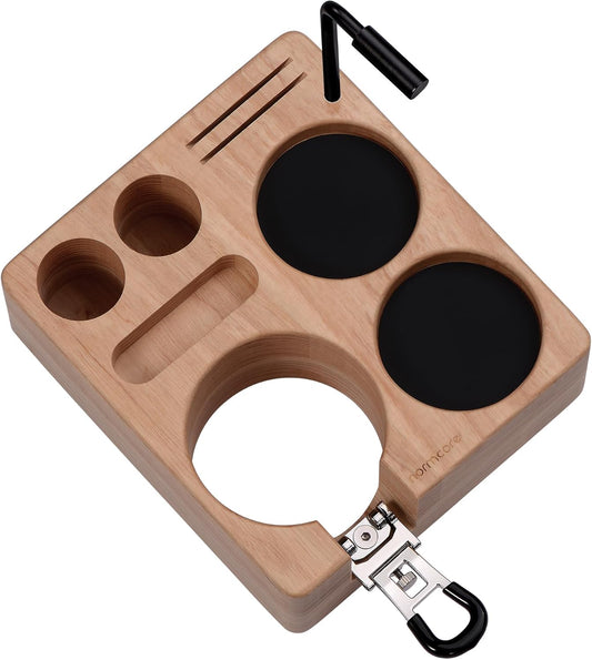 Normcore Compact Tamping Station, Tamper WDT Holder Portafilters Stand, Espresso Accessory Tool Organizer For 58mm Coffee Machine, Adjustable Height, Solid American Ashwood
