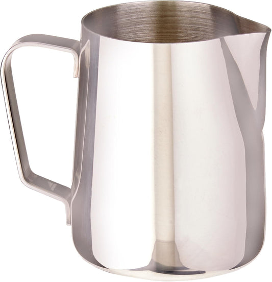 Rattleware 12 oz Macchiato Milk Frothing Pitcher Premium Stainless Steel Latte Art Pitcher with Drip Resistant Spout and Comfortable Handle for Home Cafe Barista Restaurant and Commercial Espresso Use