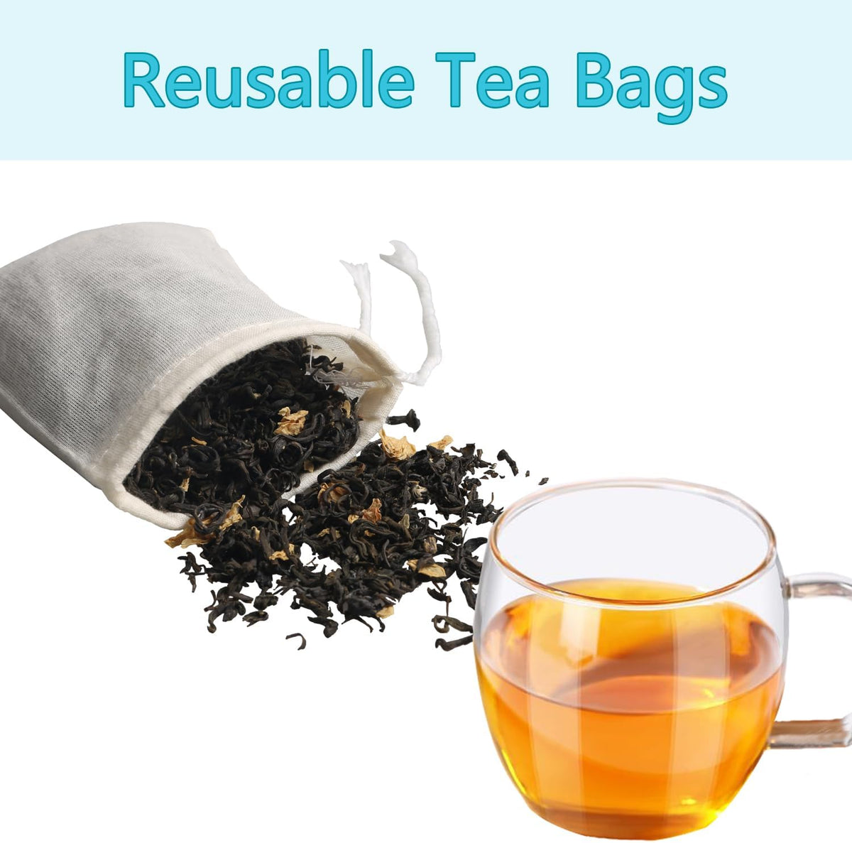 Eketirry Spice Bags, 20pcs Reusable Empty Tea Bags, Muslin Strainer Bags, Soup Bags for Cooking, Natural Cotton Fine Mesh Cheesecloth Bags for Cold Brew Coffee(3 x4Inch)