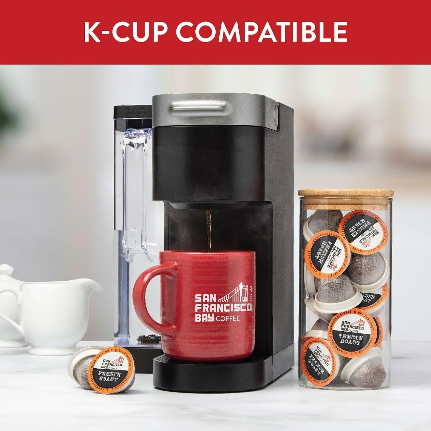 San Francisco Bay Compostable Coffee Pods - French Roast (12 Ct) K Cup Compatible including Keurig 2.0, Dark Roast