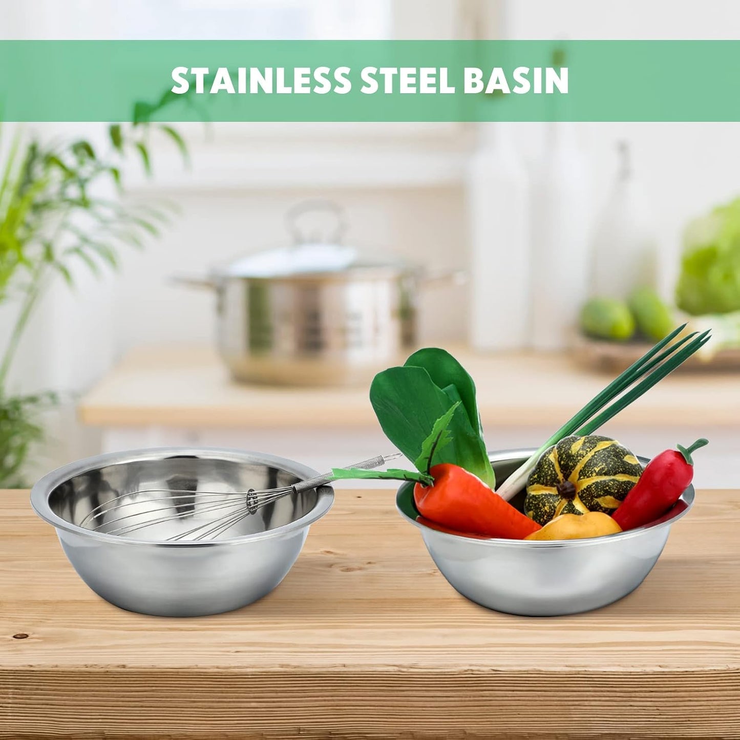 Pinkunn Set of 12 Stainless Steel Mixing Bowls, Nesting Metal Prep Salad Bowl Bulk Kitchen Large Reusable Baking Food Container for Hotel Restaurant Home Cooking, Silver(12.6 x 4.25 Inch)