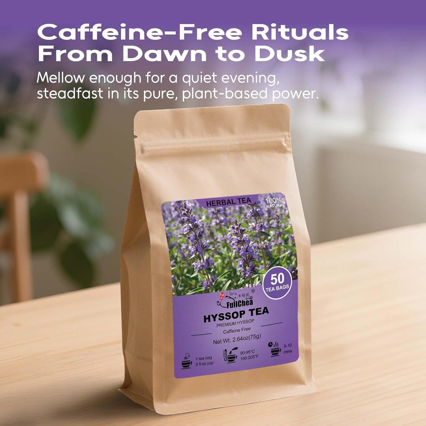 Hyssop Tea Bags (50 Count) | Caffeine-Free Herbal Tea for Relaxation