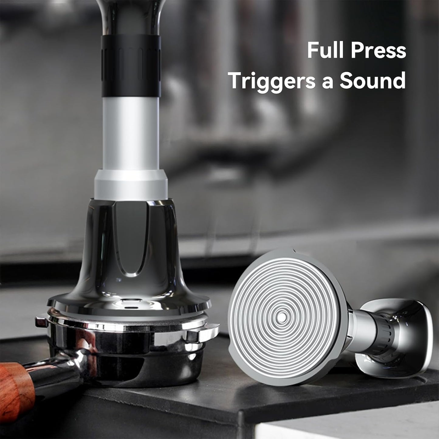 Espresso Tamper, 58mm Tamper 25lb-40lb with Stainless Steel Base, Coffee Tamper with with Sound Feedback, Provides Consistent Tampingwith Comfortable Grip
