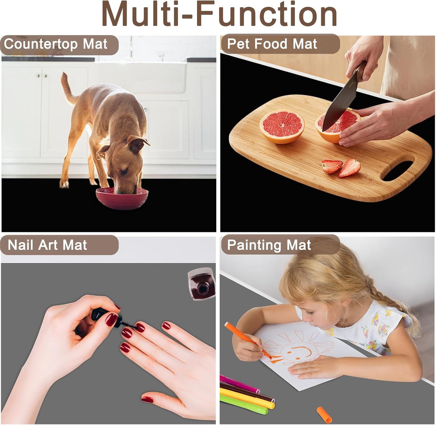Silicone Mats for Kitchen Counter, 48"x32"(120cmx80cm) Large Heat Resistant Mat Kitchen Island Waterproof Countertop Protector Mat Nons-slip Extra Large Counter Mat, Semitransparent