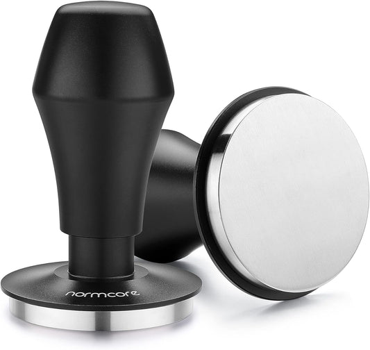 Normcore 58mm Coffee Tamper V4.1 with Click Feedback, Self-Leveling Spring-Loaded Design, 304 Stainless Steel Flat Base for 58mm Espresso Portafilters, Black Anodized Aluminum Handle