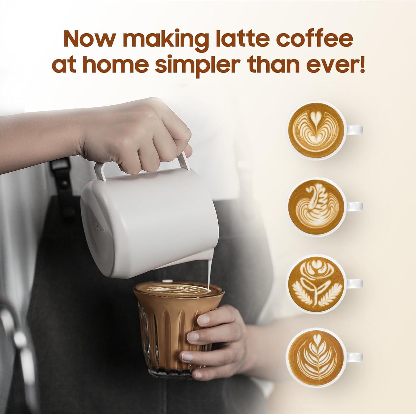 MHW-3BOMBER Milk Frothing Pitcher - 20oz/600ml Milk Frother Cup with U-Shaped Spout - SUS 304 Steaming Pitcher - Cappuccino Latte Art Cup for Barista - Quadrilateral Body - P5183-OS