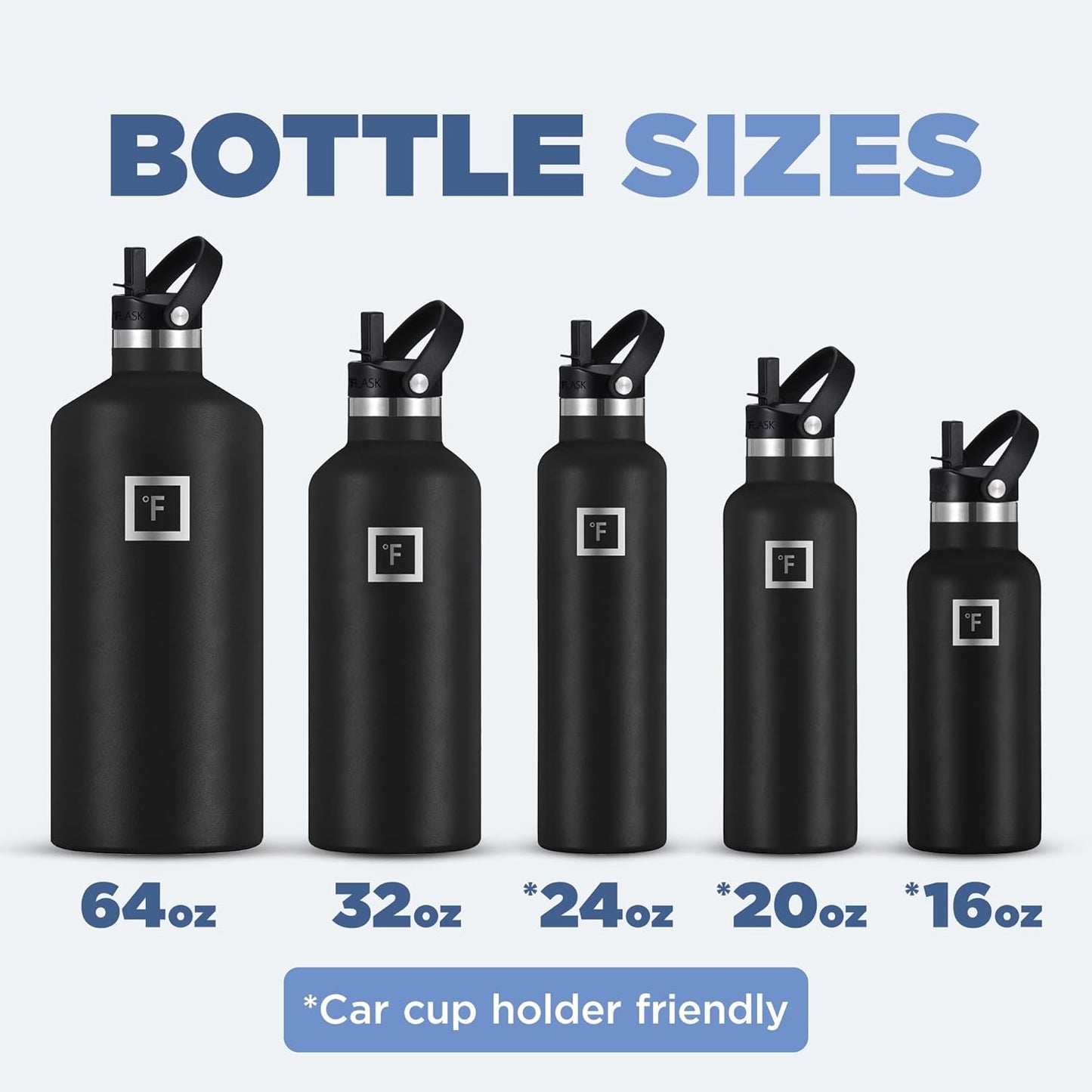IRON °FLASK Camping & Hiking Hydration Canteens - 3 Lids (Narrow Straw Lid) Leak Proof Vacuum Insulated Stainless Steel - Hot & Cold Double Walled Sports Water Bottle - Fire, 64 Oz
