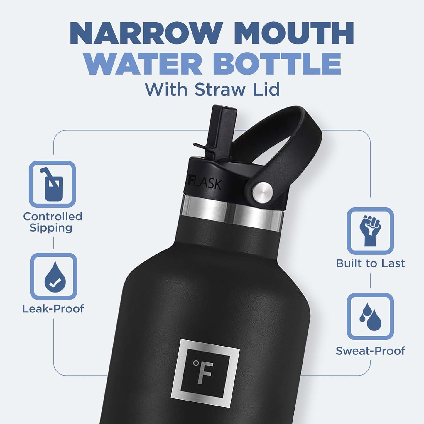IRON °FLASK Camping & Hiking Hydration Canteens - 3 Lids (Narrow Straw Lid) Leak Proof Vacuum Insulated Stainless Steel - Hot & Cold Double Walled Sports Water Bottle - Dark Rainbow, 32 Oz