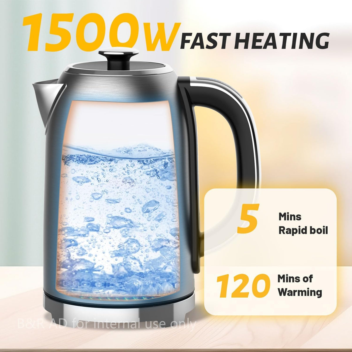 Electric Kettle, 1.7L/1500W, Stainless Steel, Digital Touch Panel, Keep Warm Function, Auto Shutoff, BPA-Free, Hot Water Kettle for Coffee & Tea, No Plastic Contact with Water (Light Green)