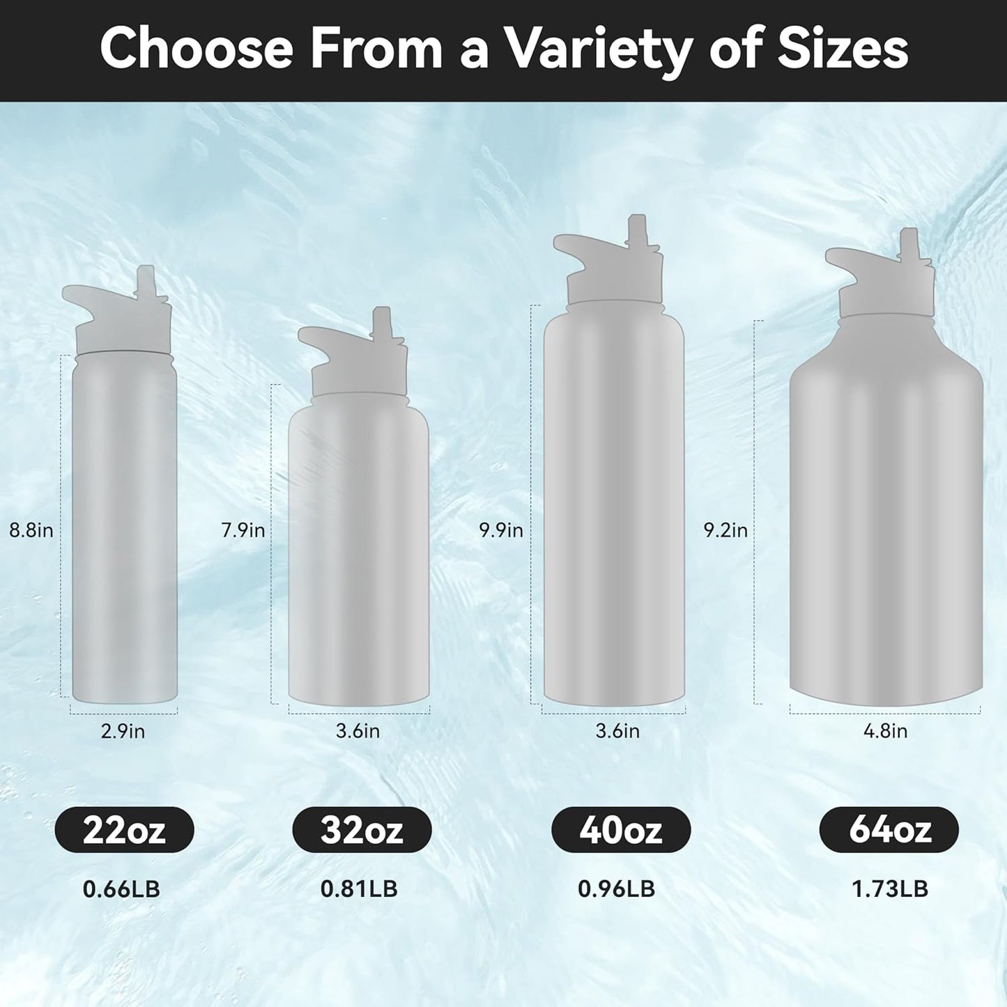 HASLE OUTFITTERS 32 oz Insulated Water Bottle Stainless Steel Double Walled Vacuum Sports Water Bottle with 2 Lids (Straw and Spout Lid) for Gym Camping Hiking(White,1)