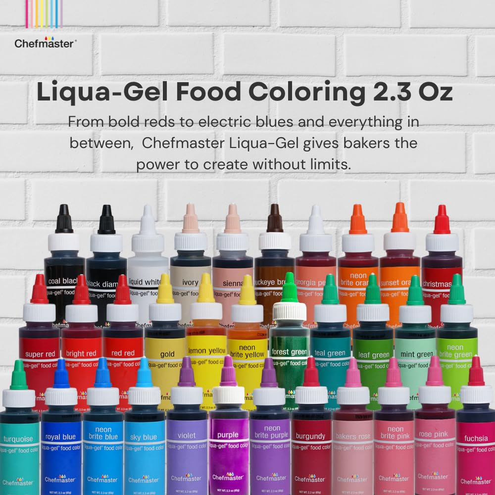 Chefmaster Neon Yellow Liqua-Gel® Food Coloring | Vibrant Color | Professional-Grade Dye for Icing, Frosting, Fondant | Baking & Decorating | Fade-Resistant | Easy-to-Use | Made in USA | 2.3 oz