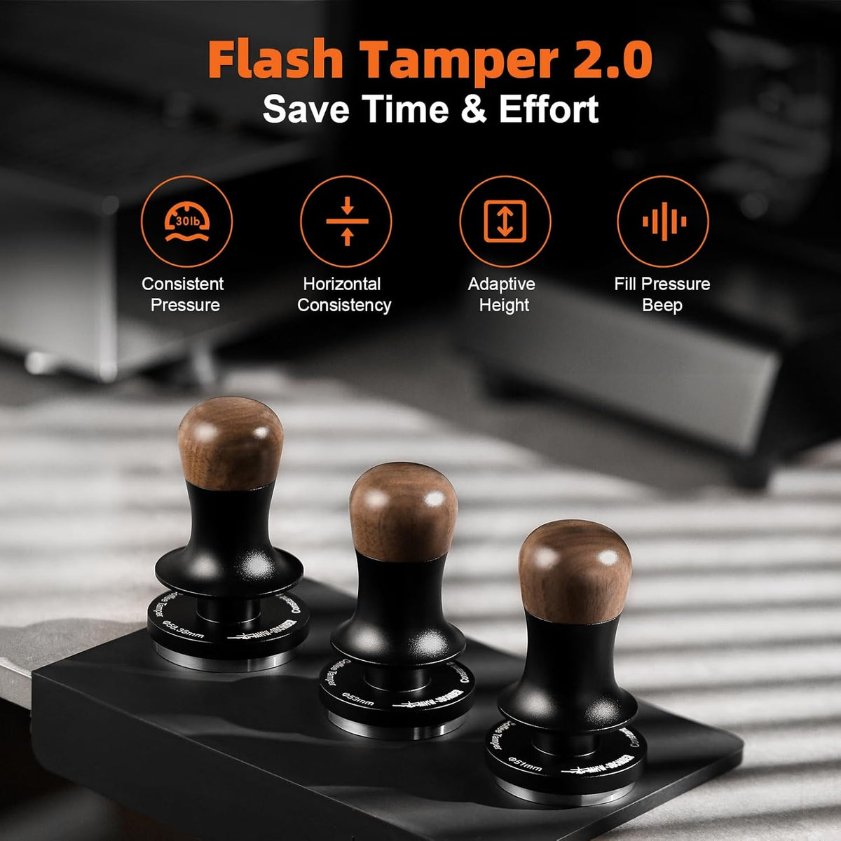 MHW-3BOMBER 49.7mm Espresso Tamper - 3 Spring Loaded Coffee Tamper with Sound Feedback - Barista Calibrated Tamper with 15lb / 30lbs Replacement Springs - Compatible for ROK Espresso Maker T7069F-OS