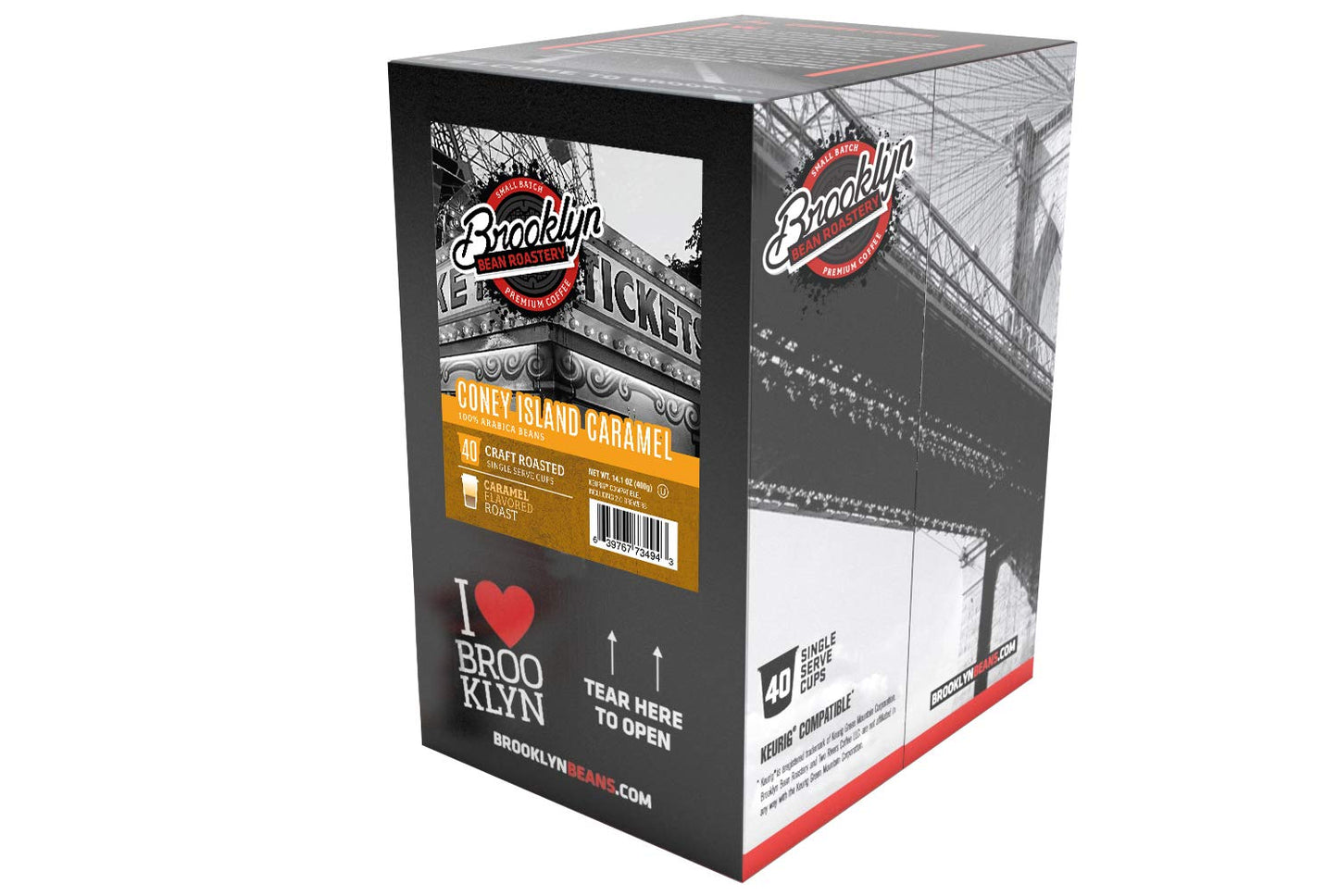 Brooklyn Beans Coney Island Caramel Gourmet Coffee Pods - Compatible with Keurig K Cup Brewers Including 2.0 Machines, 40 Count, Rich and Creamy Caramel