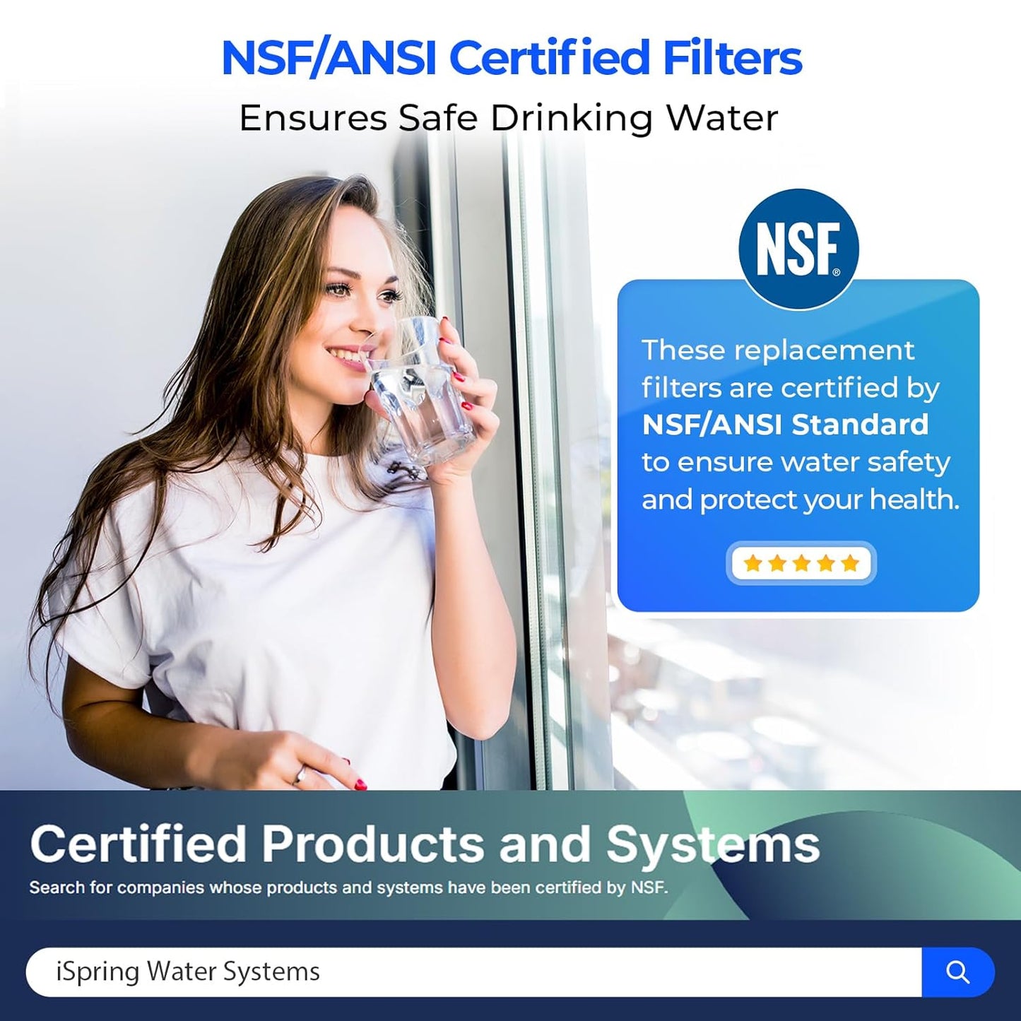 iSpring FA15 Alkaline Inline Water Filter Cartridge, 10” x 2” with 1/4” Quick Connect, NSF Certified, Add-on for RO Systems, Balances pH & Restores Minerals, 3-Layer Replacement Filter
