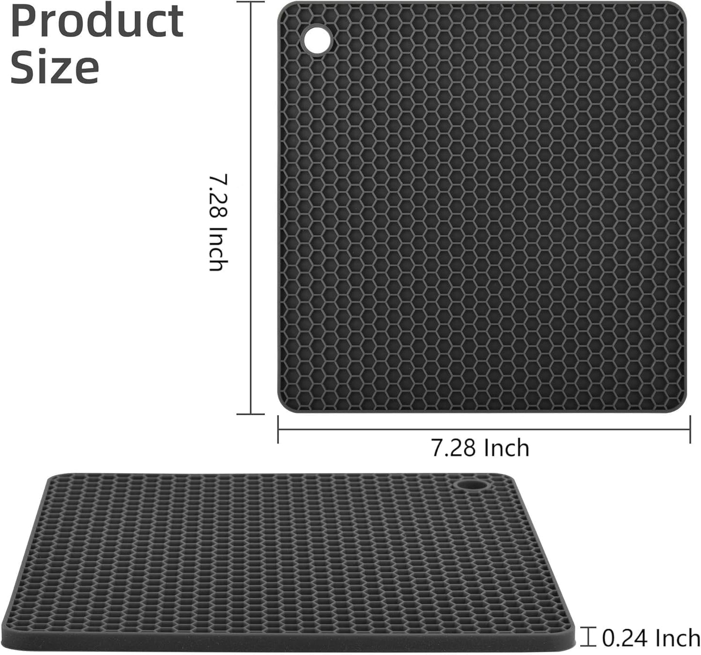 Silicone Trivets Mats, Hot Pads for Pot Holder, Square Trivets for Dishes, Pots and Pans, Multi-Purpose Kitchen Counter Pads, Non-Slip Heat Resistant Mats Set of 4 Blue
