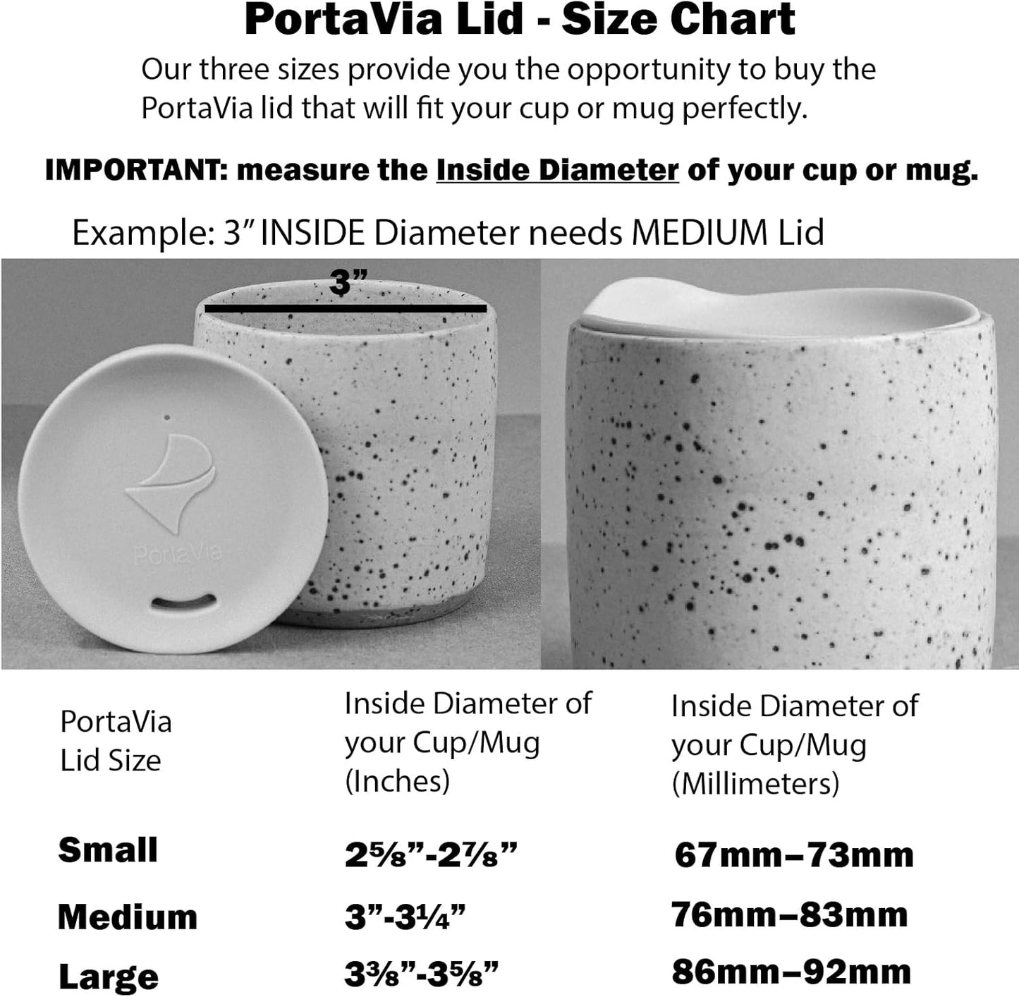 Reusable Coffee Cup Silicone Lid – Fits Most Tumbler, Water Bottle, & Ceramic Coffee Mug Between 3"-3¼" – Dishwasher-Safe Travel Mug Lid keeps your beverage in your mug (Medium - Cappuccino)