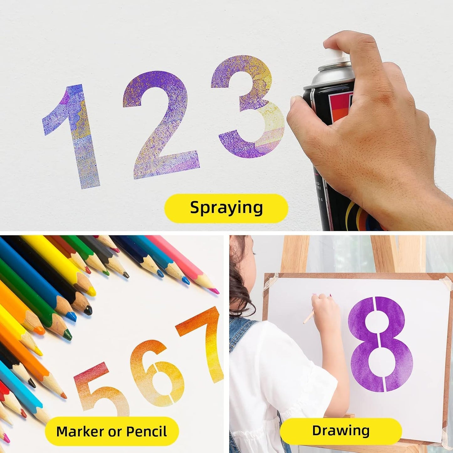 4 Inch Plastic Number Stencils - Reusable Digital Templates for Cake, Address, Painting
