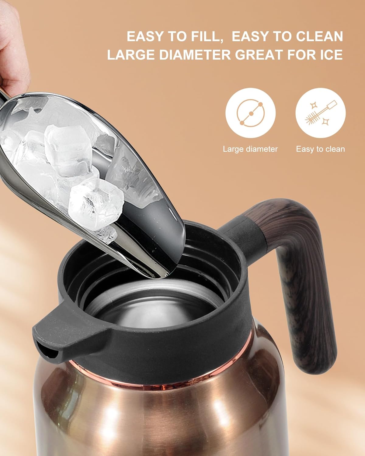 Thermal Coffee Carafe 70 oz - 36 Hour Hot (Fullness of Carafe) Carafes for Hot Liquids-Insulated Coffee Carafes For Keeping Hot/Cold Coffee, Tea, Water, Drink Dispenser for Parties(Gold)