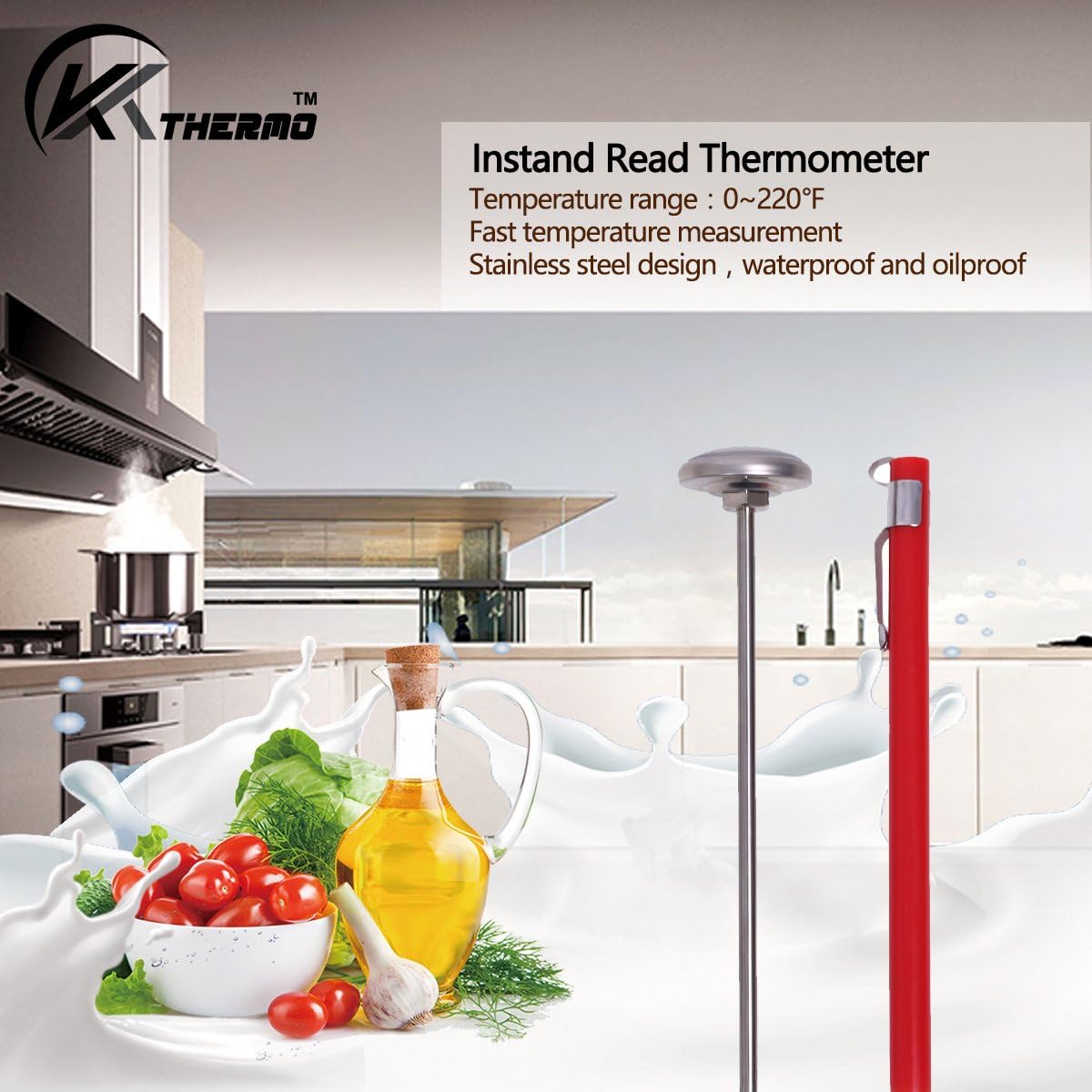 KT THERMO Instant Read 1-Inch Dial Thermometer(2-Pack),Best for The Coffee Drinks,Chocolate Milk Foam