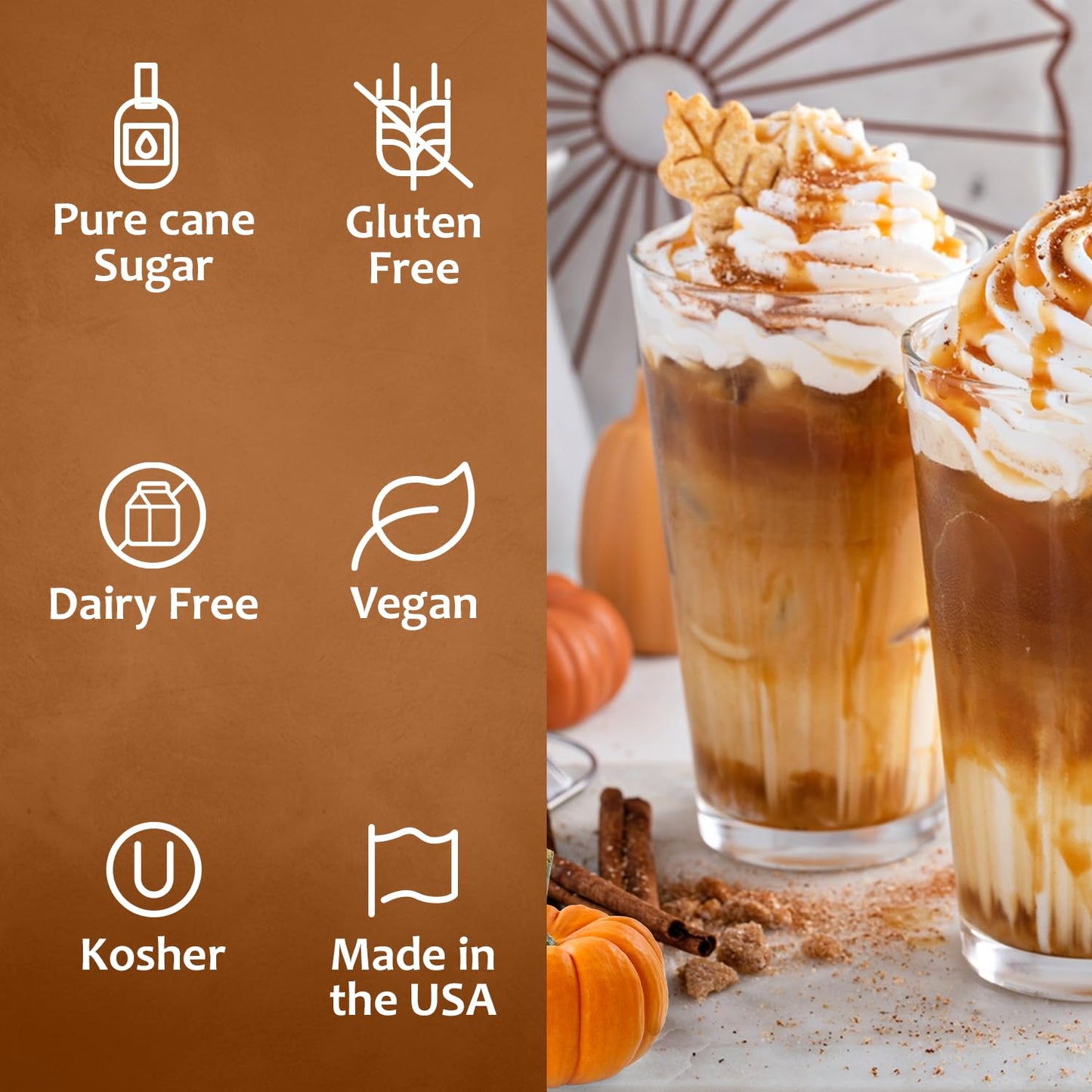 Syruvia Pumpkin Spice Syrup – 25.4 fl oz – Syrup for Coffee, Lattes, Shakes, Smoothies, Desserts – 100% Vegan, Gluten Free, Kosher (Pack of 3)
