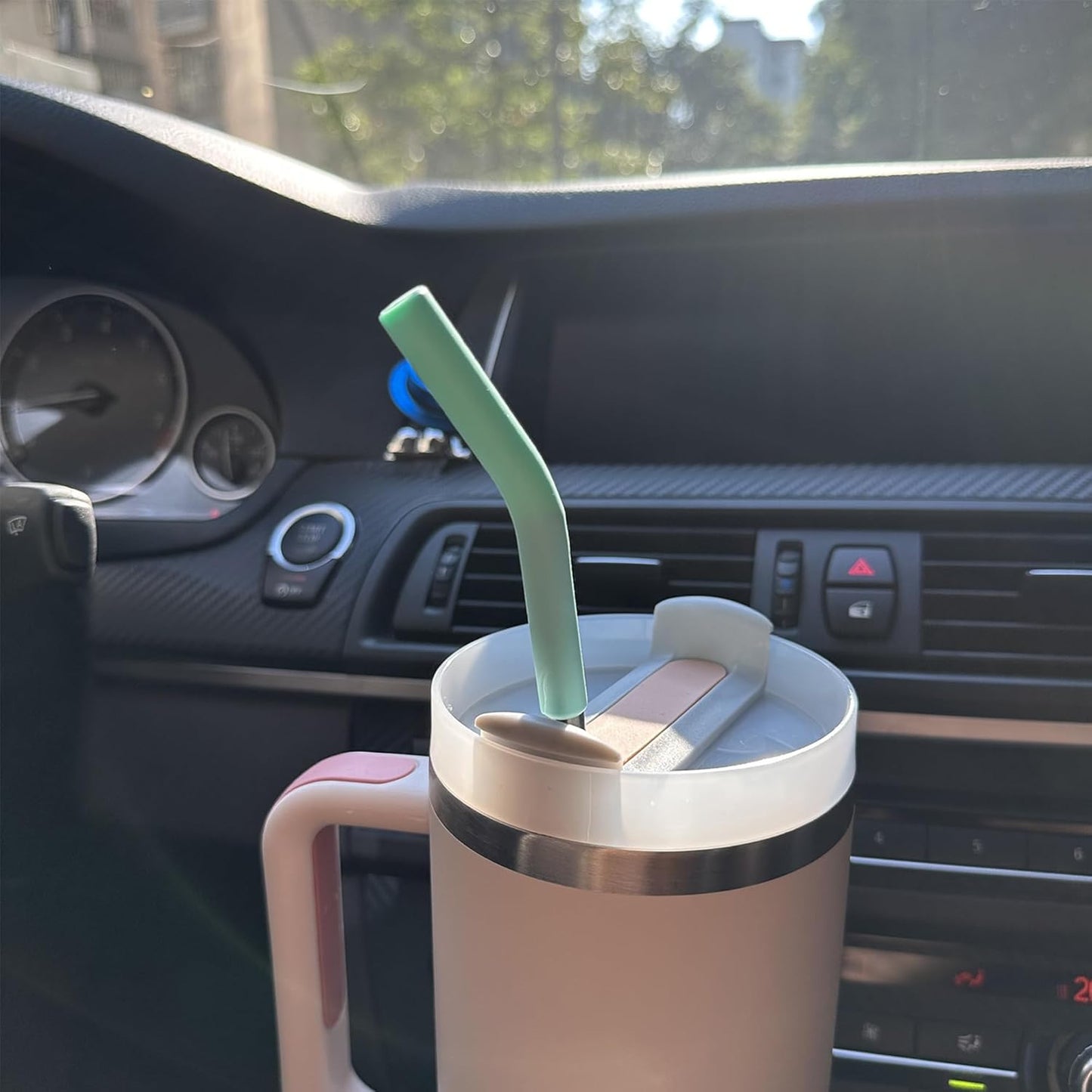 6 PCS Metal Stainless Steel Reusable Straight Straw,with 6Silicone Tips and 2Cleaning Brush,for 40oz Stanley, Hydrapeak, Owala Tumbler,Simple Modern 32 40oz Tumbler(8mm Black)