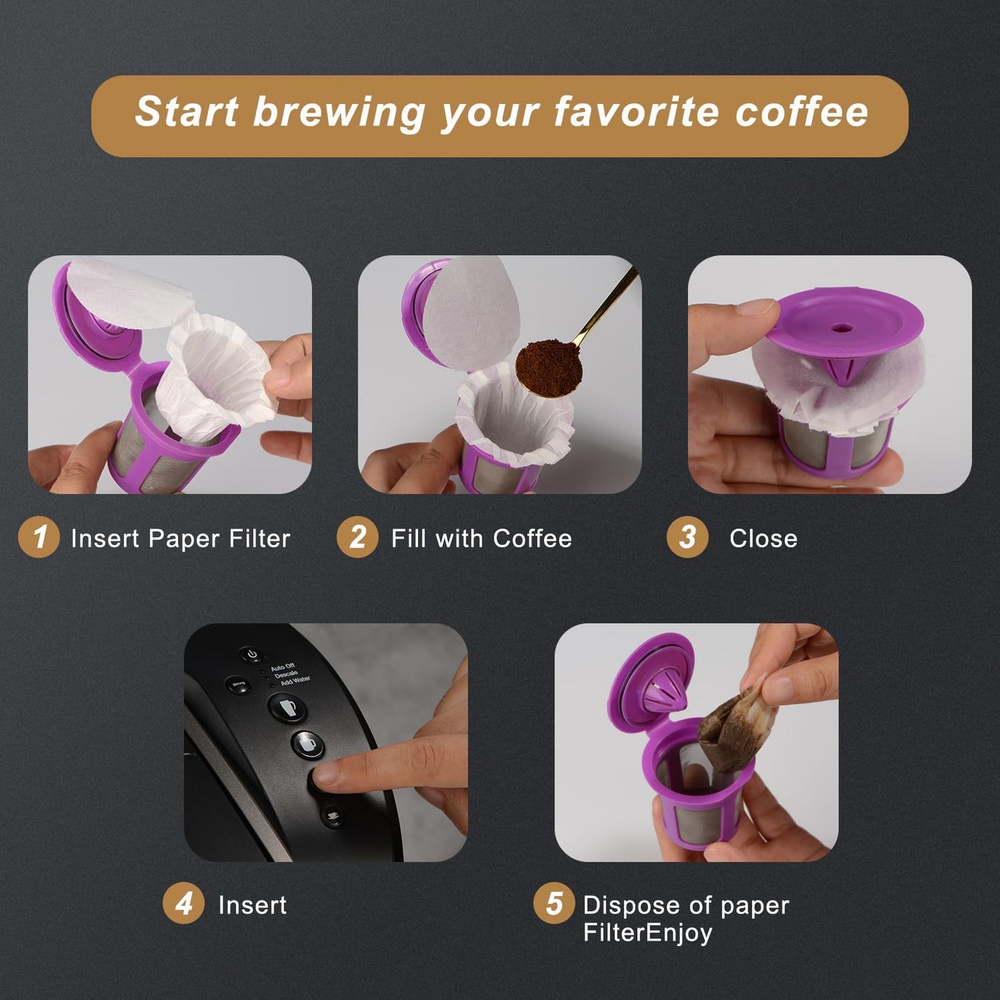 Pro Mael Disposable K Cup Coffee Filters with Lid, Coffee Filter Paper for Keurig Brewers Single Serve 1.0 and 2.0, Use with Resusable K Cup Pods, White (200 Count)